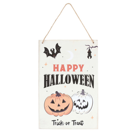 SPOOKY PUMPKIN HAPPY HALLOWEEN HANGING SIGN