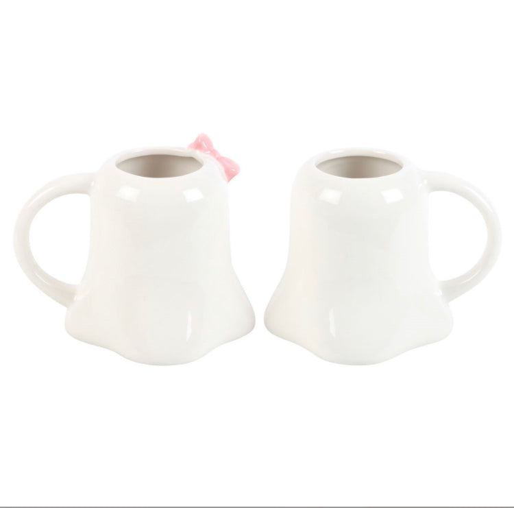 MR AND MRS BOO GHOST SHAPED MUG SET