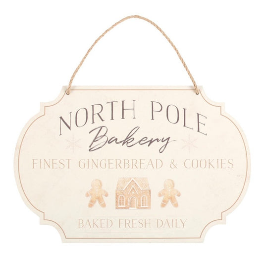 North Pole gingerbread bakery sign